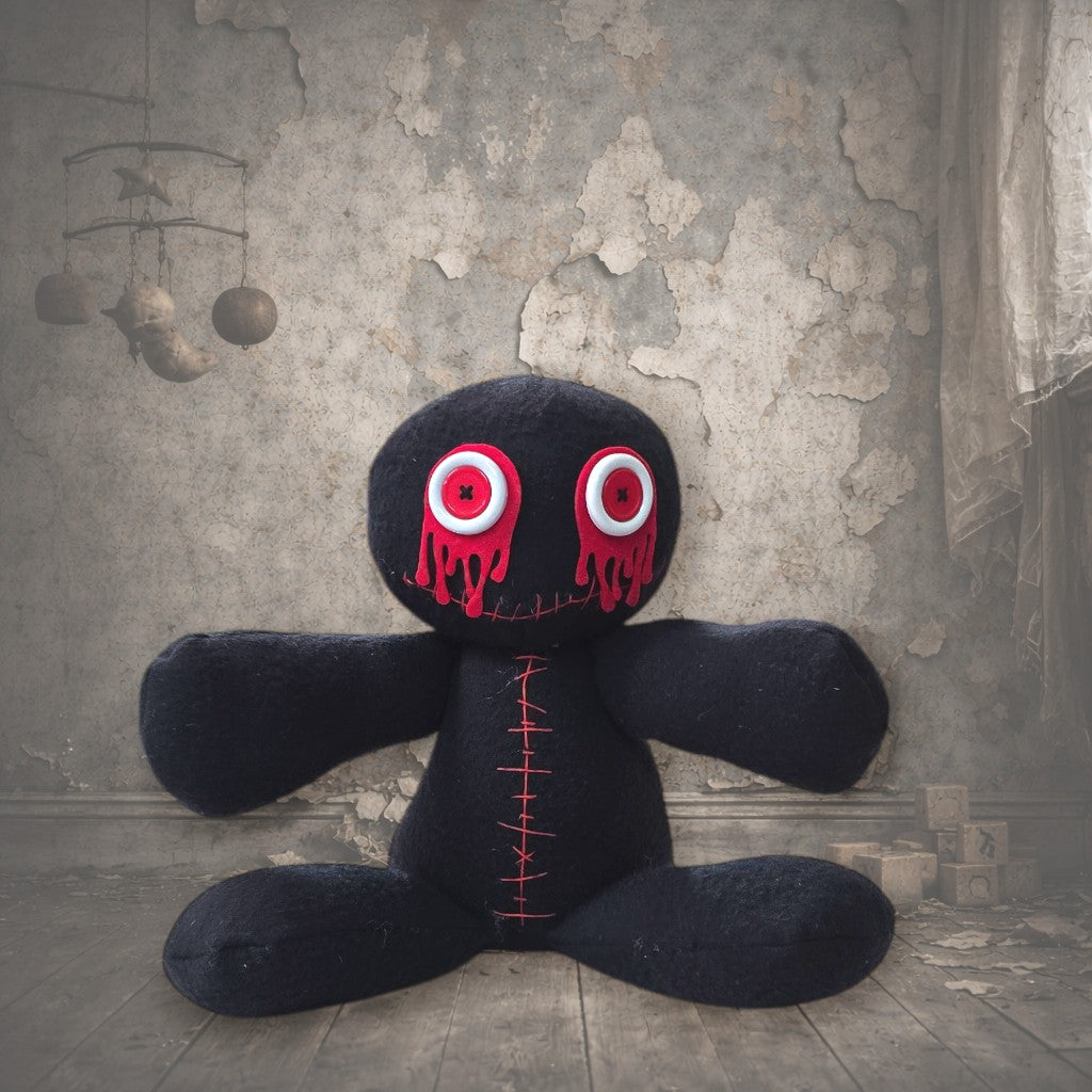 handmade gothic plush doll with button eyes