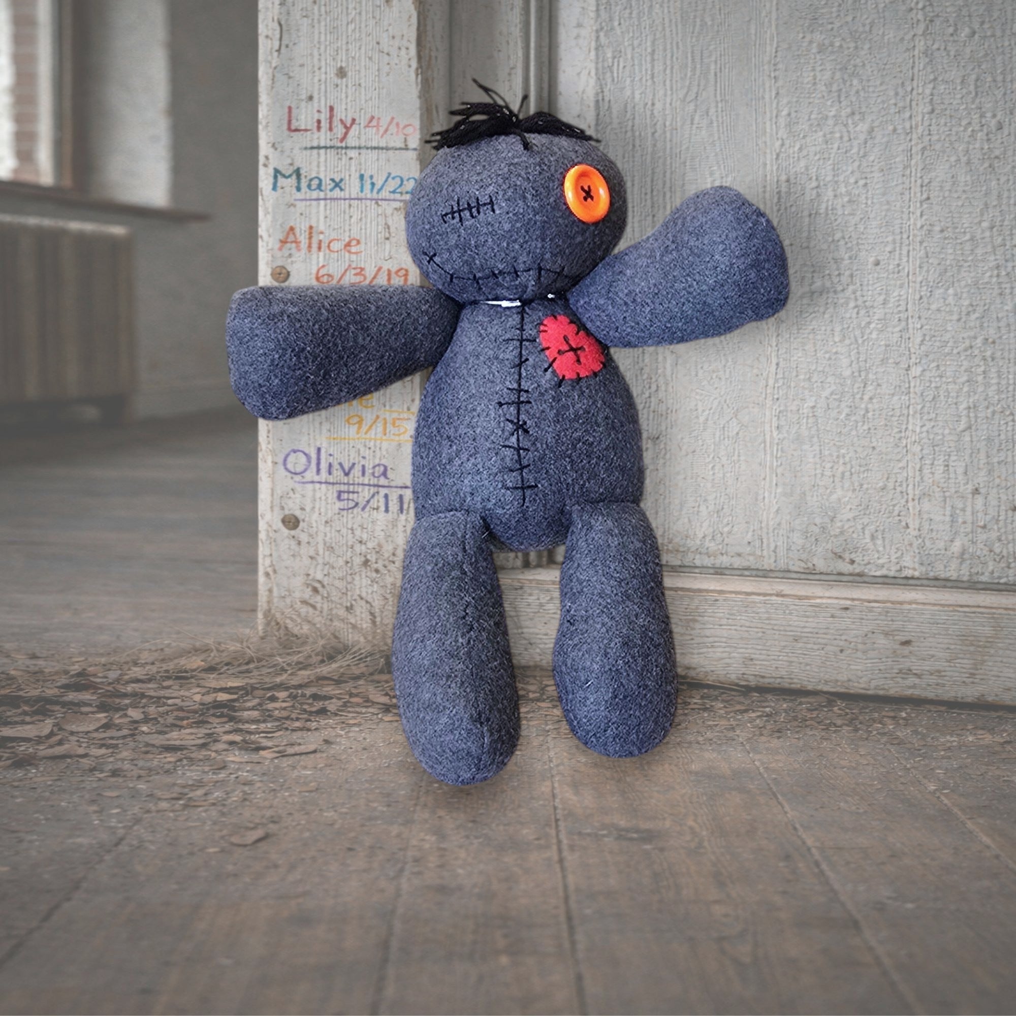 handmade gothic plush doll with button eyes
