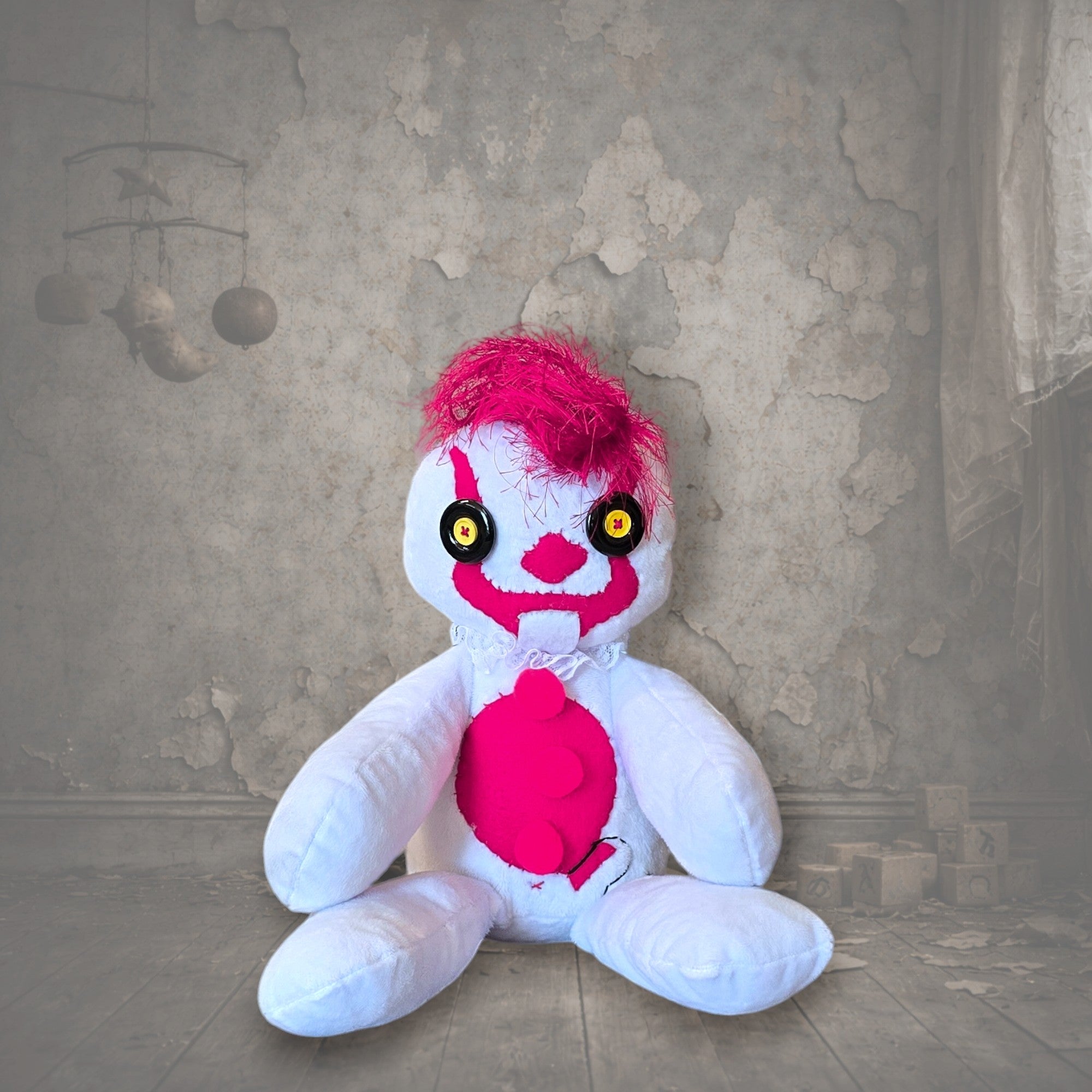 handmade gothic plush doll with button eyes