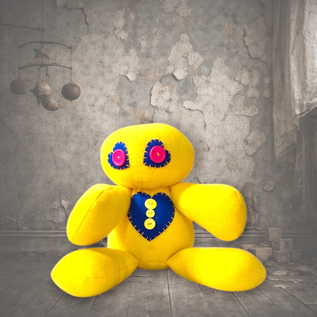 handmade gothic plush doll with button eyes