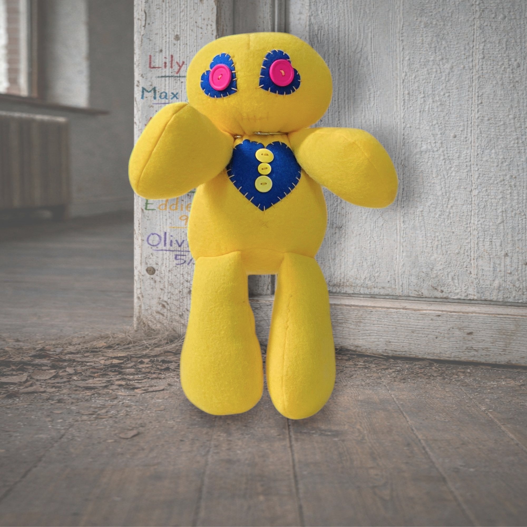 handmade gothic plush doll with button eyes