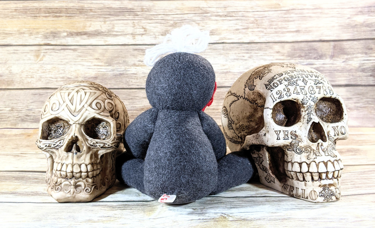 Mini Creepy Gray and Red Voodoo Kawaii Plush Doll