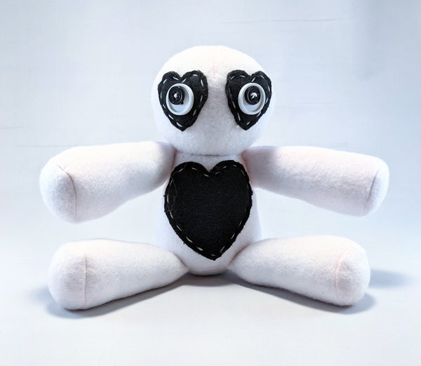 Little Black and White Voodoo Cute Kawaii Stuffed Poppet Doll