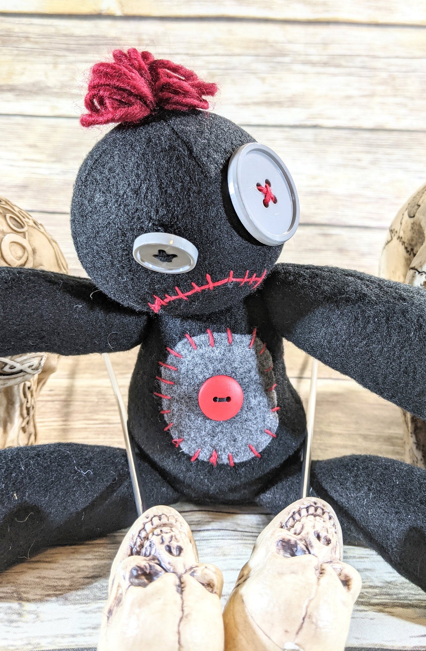 Little Black and Red Voodoo Plush Kawaii Doll