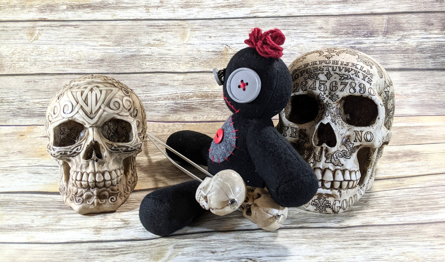 Little Black and Red Voodoo Plush Kawaii Doll
