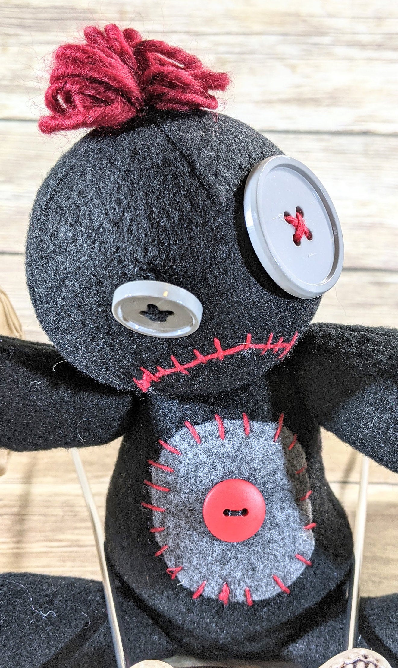 Little Black and Red Voodoo Plush Kawaii Doll