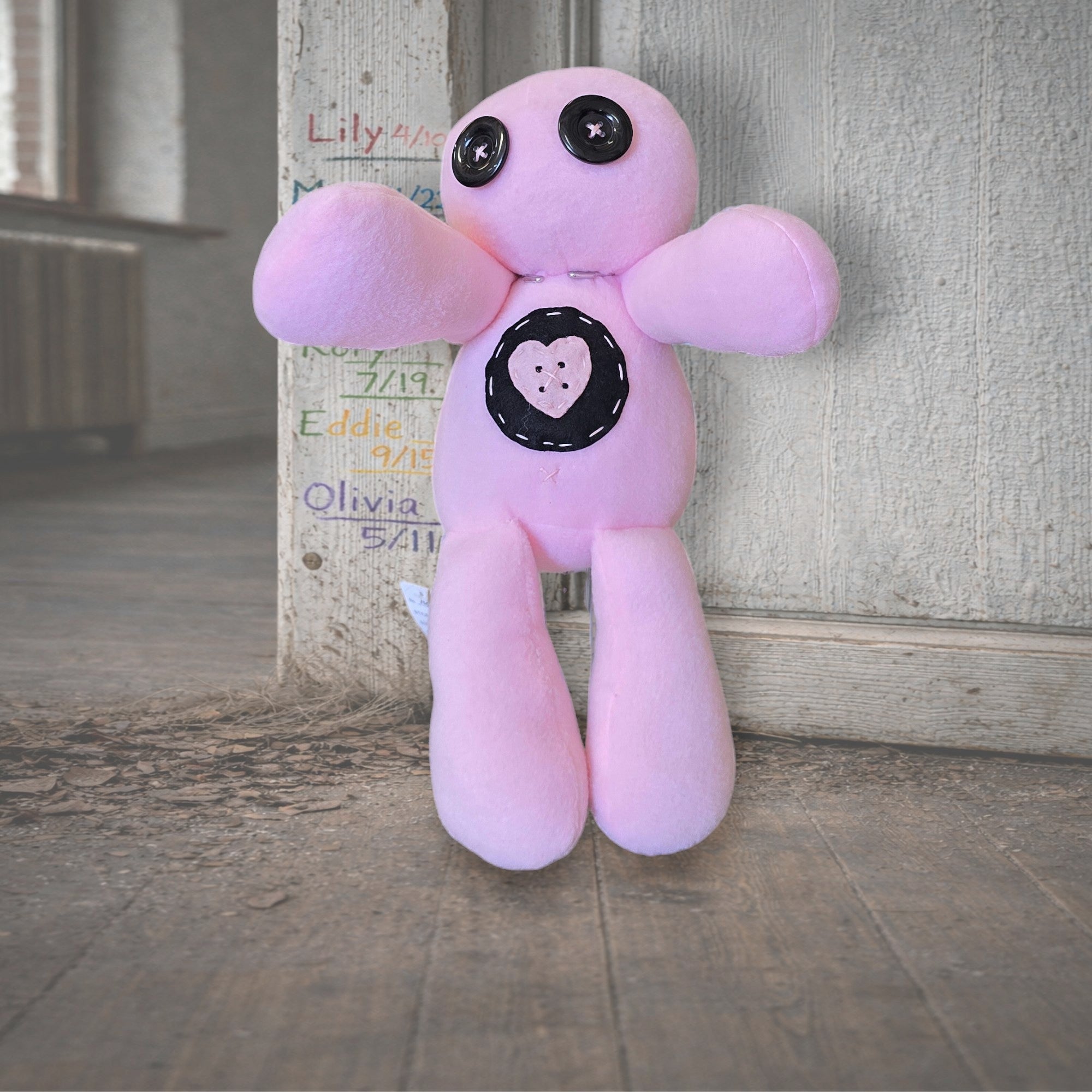 handmade gothic plush doll with button eyes