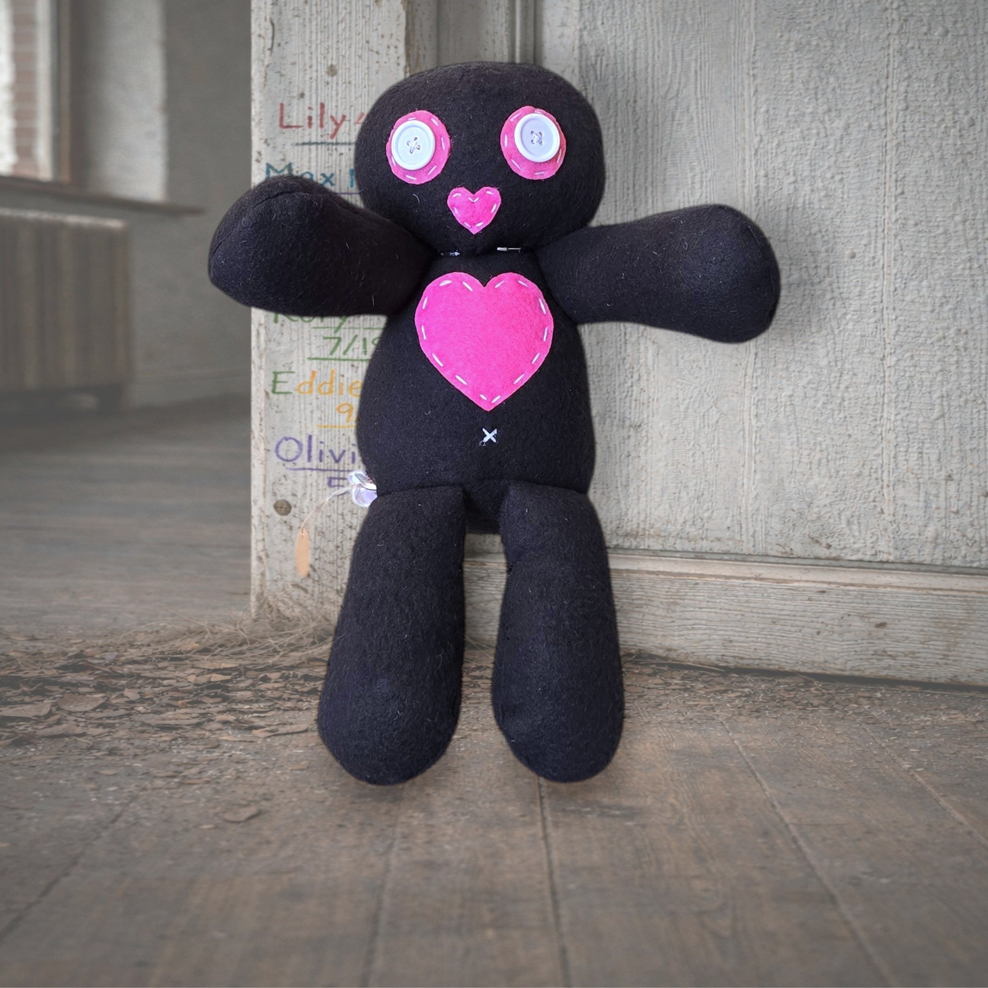 handmade gothic plush doll with button eyes