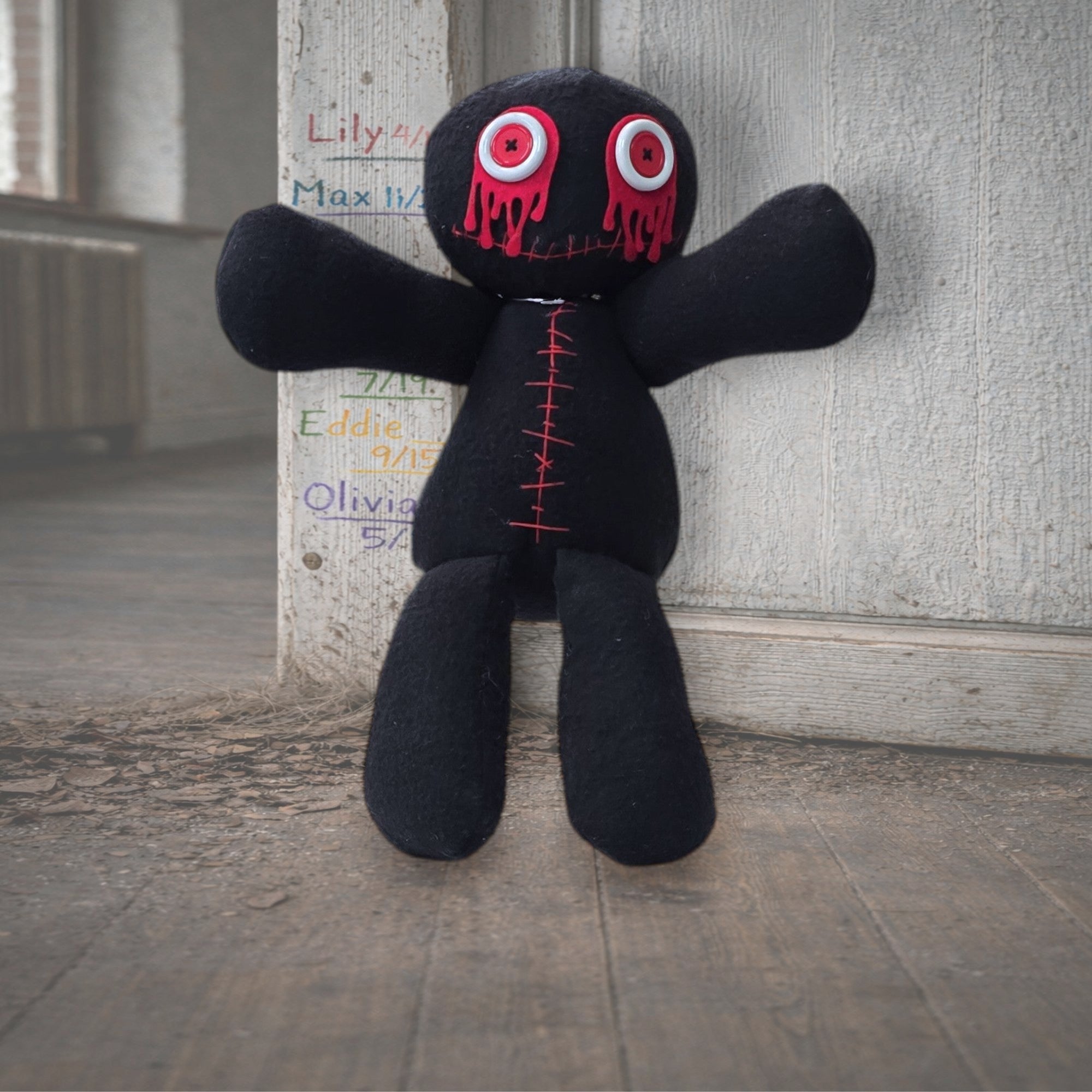 handmade gothic plush doll with button eyes