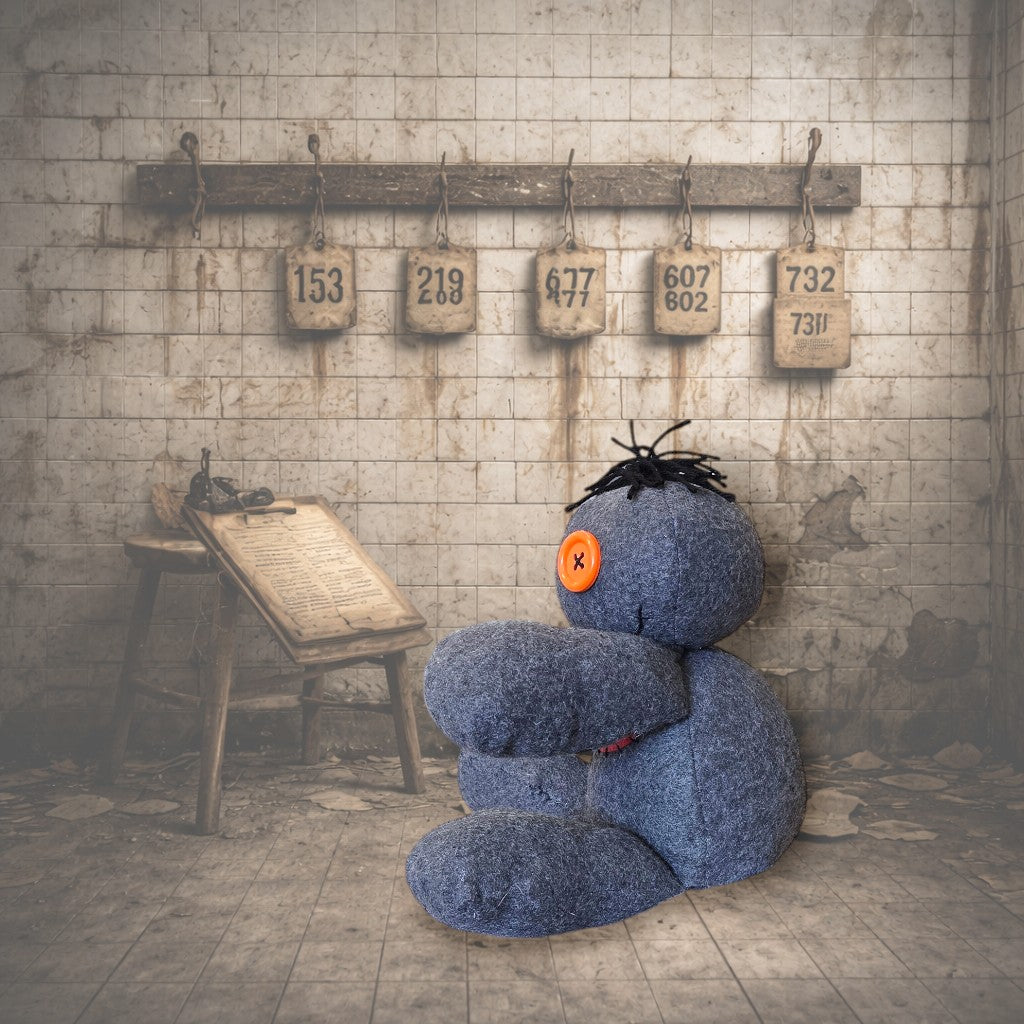 handmade gothic plush doll with button eyes