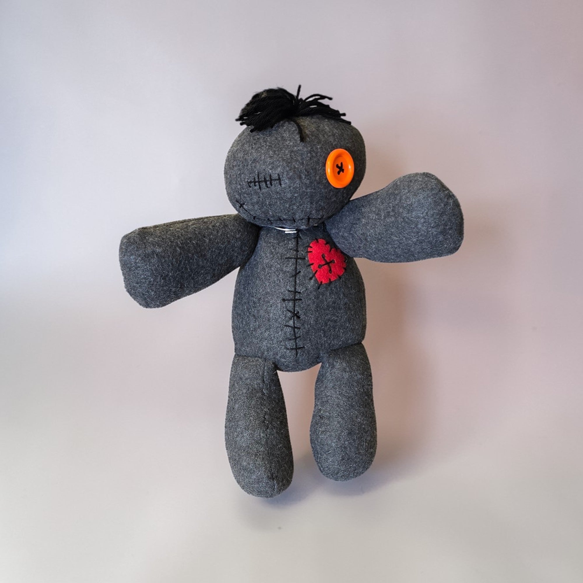 handmade gothic plush doll with button eyes
