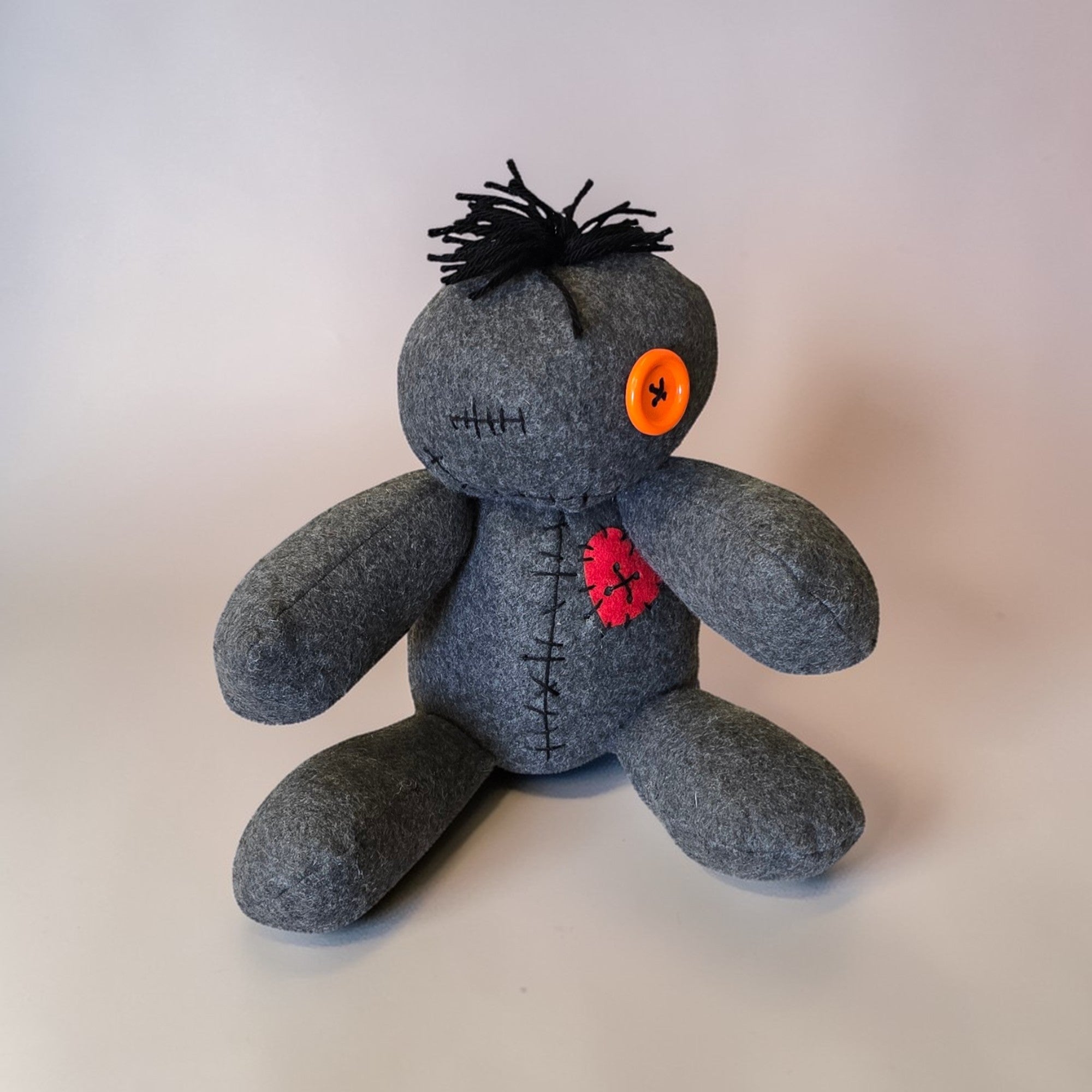 handmade gothic plush doll with button eyes