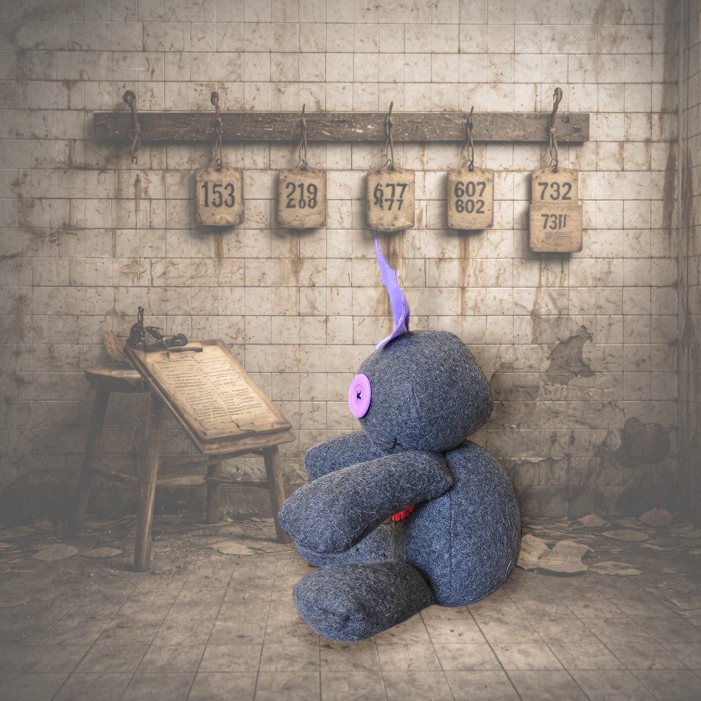 handmade gothic plush doll with button eyes