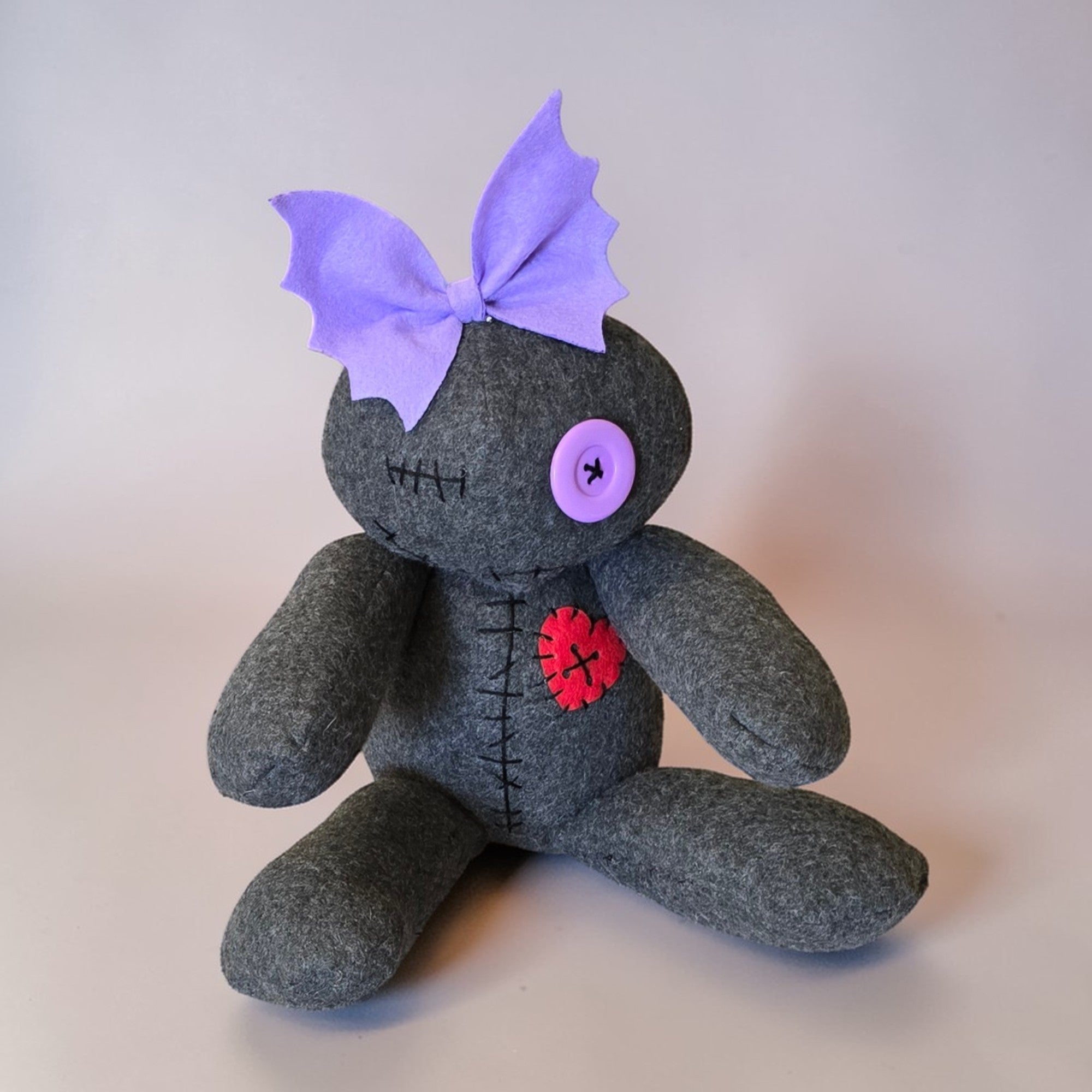 handmade gothic plush doll with button eyes