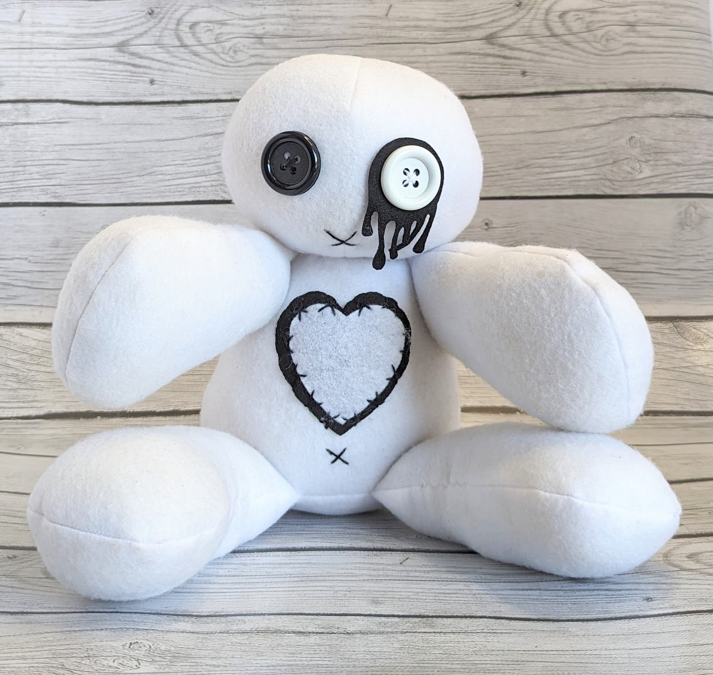 White and Black Voodoo Plush Doll