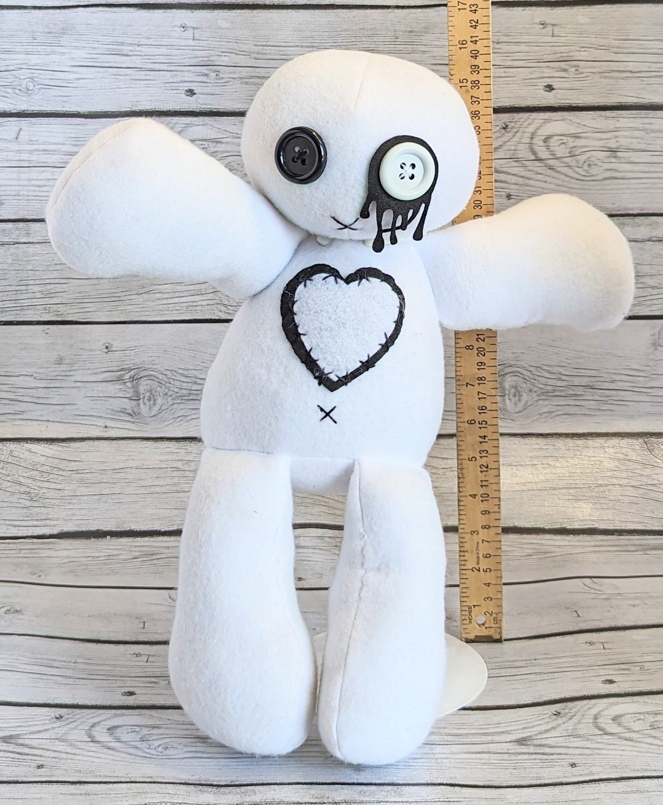White and Black Voodoo Plush Doll